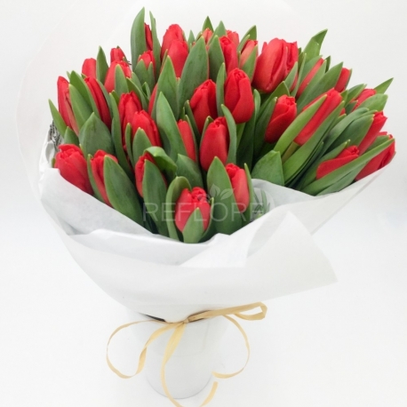 BOUQUET DI 50 TULIPANI ROSSI