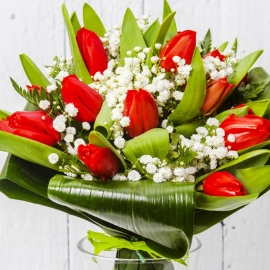 BOUQUET DI SPLENDIDI TULIPANI ROSSI