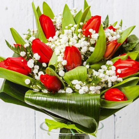 BOUQUET DI SPLENDIDI TULIPANI ROSSI