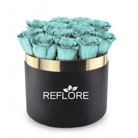 BOX CILINDRO NERO CON ROSE TIFFANY STABILIZZATE