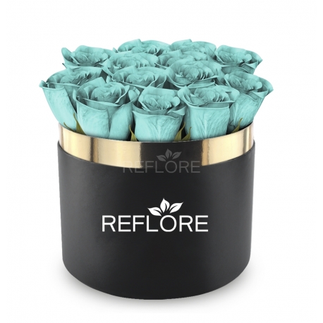 BOX CILINDRO NERO CON ROSE TIFFANY STABILIZZATE