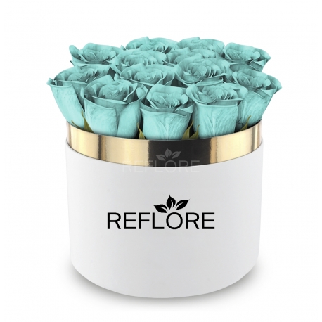 BOX CILINDRO BIANCO CON ROSE TIFFANY STABILIZZATE