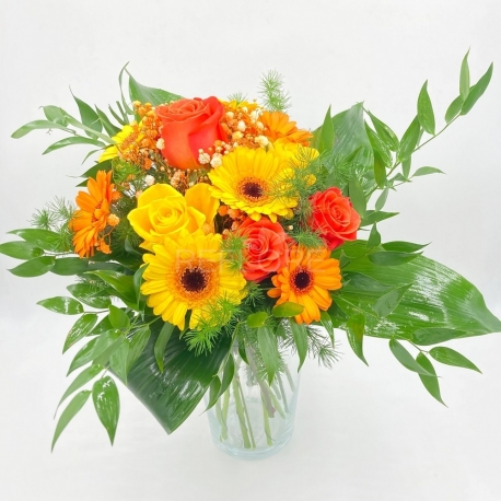 SAPORE DI ALBICOCCA: rose e gerbere giallo e arancio