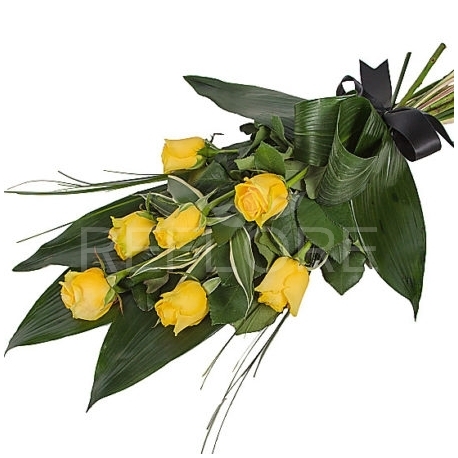 FASCIO FUNEBRE DI ROSE GIALLE
