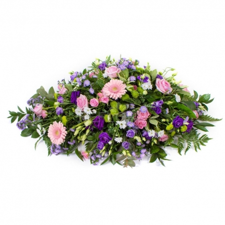 CUSCINO FUNEBRE MISTO ROSA E VIOLA