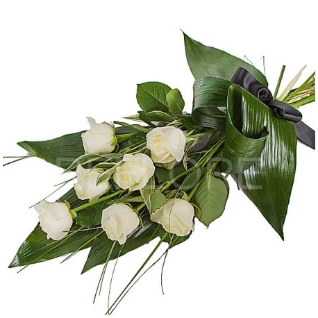 FASCIO FUNEBRE DI ROSE BIANCHE