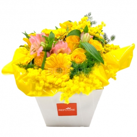 RITA: bouquet fresh rose gialle e mimosa