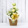 DIAMANTE: bouquet fresh bianco con Lisianthus, Rose e Gerbere.