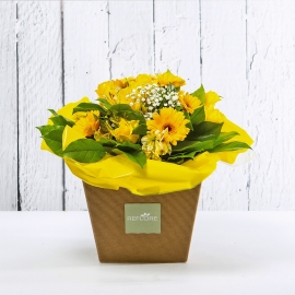 VIRGINIA: bouquet fresh giallo con rose e gerbere